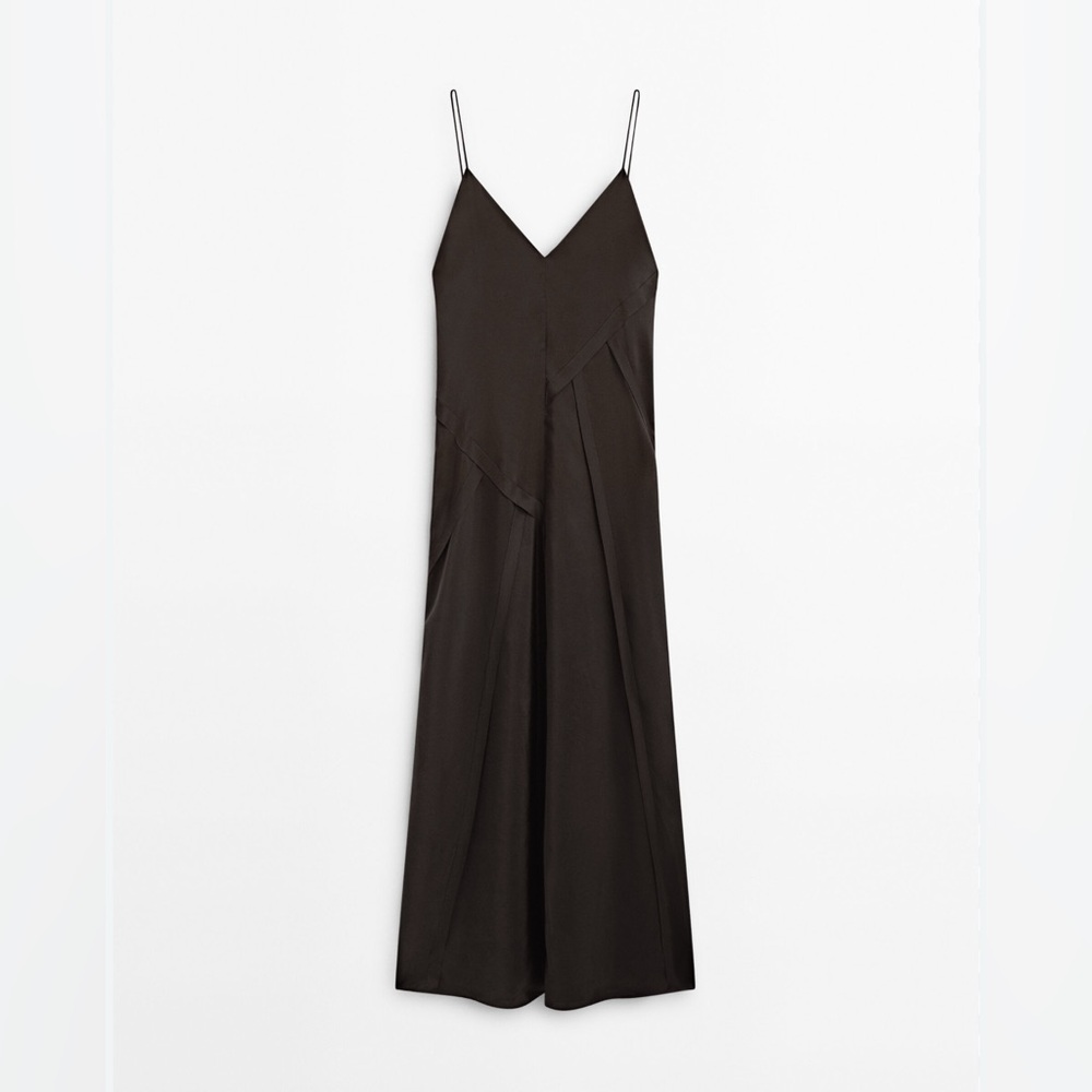 Massimo Dutti | Limited Edition | Brown Silk Slip Dress • M • NWT